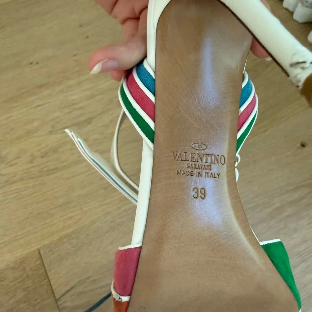 Valentino Garavani Rainbow Suede Strap Heels Size 39